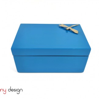 Blue rectangular lacquer box attached with dragonfly 11*17*H8 cm